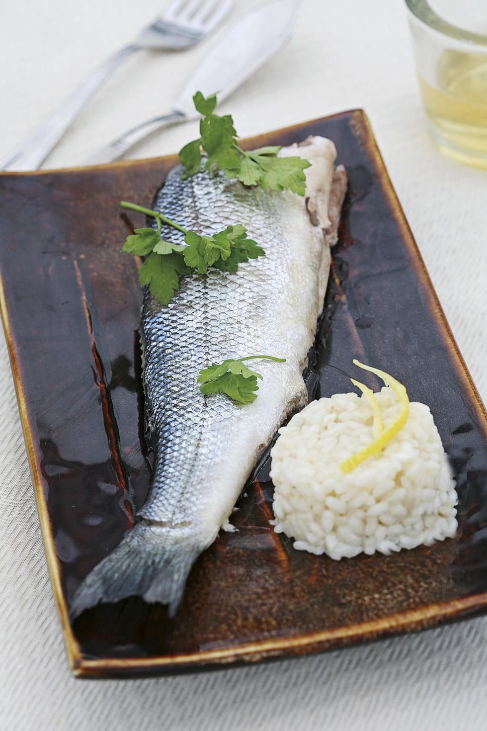 lubina con risotto de limón