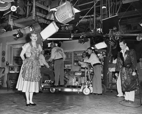 original caption 10261952los angeles, ca audience warmup is an important part of the desilu productions weekly television filming dressed for the first scene, desi arnaz tells the audience something about the film theyre about to witness, then introduces his wife and co star, lucille ball