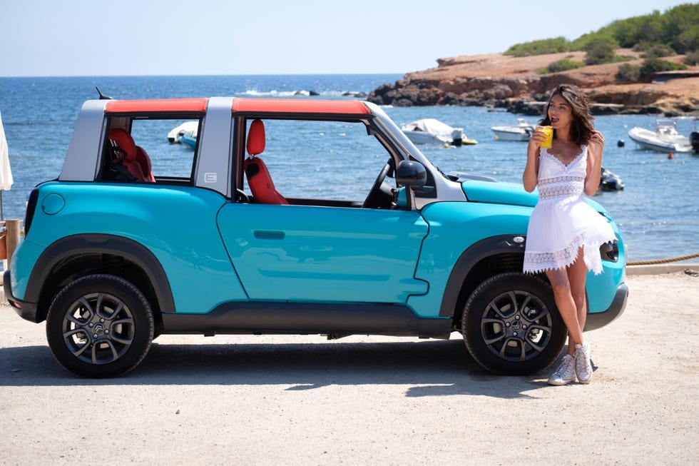 Land vehicle, Vehicle, Car, Motor vehicle, Blue, Natural environment, Automotive design, City car, Sand, Automotive wheel system, 