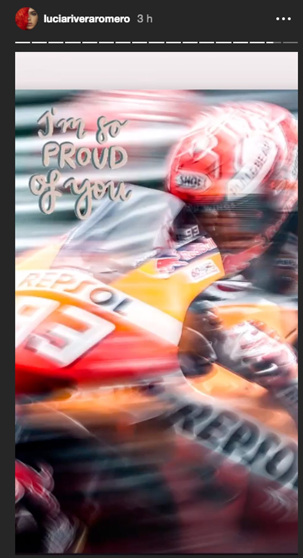 Lucía Rivera, Mar Márquez, Lucía Rivera se muestra orgullosa del sexto título mundial de Marc Márquez en Moto GP, Lucía Rivera, muy orgullosa del triunfo de su chico, Lucía Rivera, orgullosa del último triunfo de Marc Márquez
