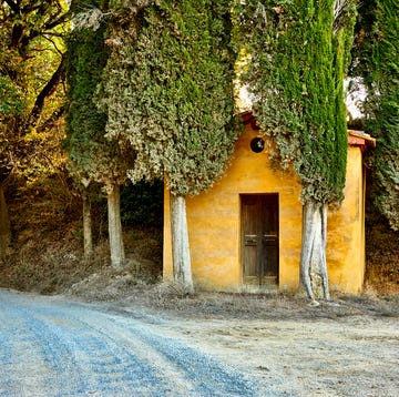 lucignano d'asso village in crete senesi area, tuscany