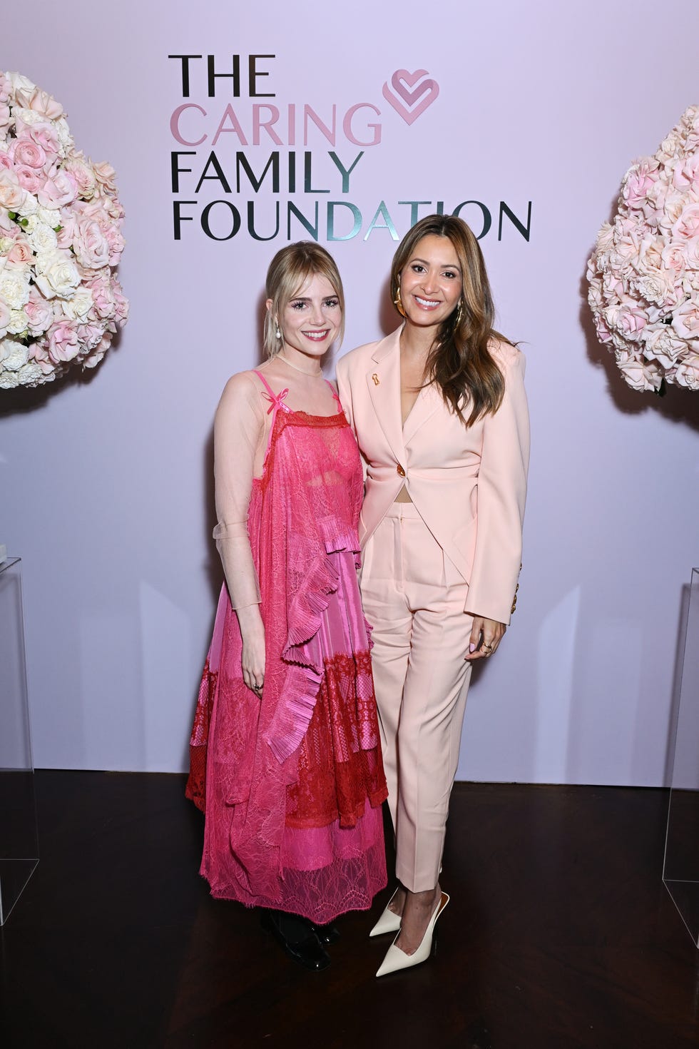 london, england march 07: lucy boynton and patricia caring attend an event hosted by annabel's and the caring family foundation to celebrate international women's day 2025 on march 7, 2025 in london, england. photo by dave benett