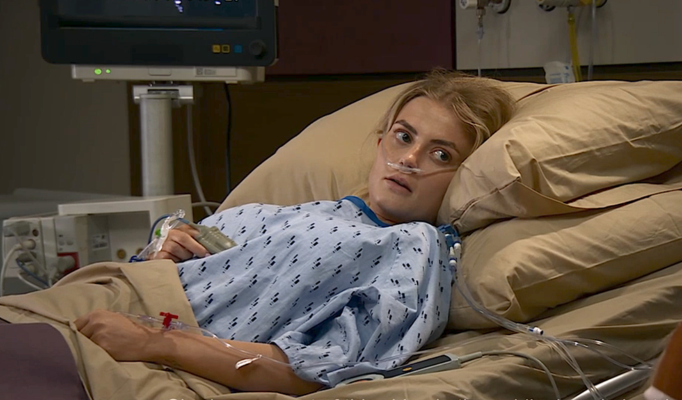 bethany in hospital bed in coronation street