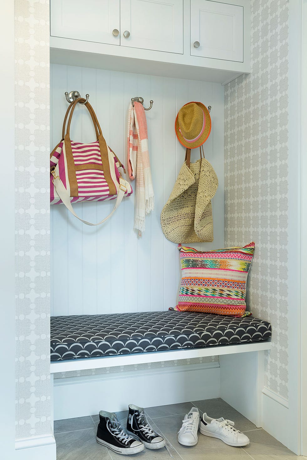 patterned mudroom