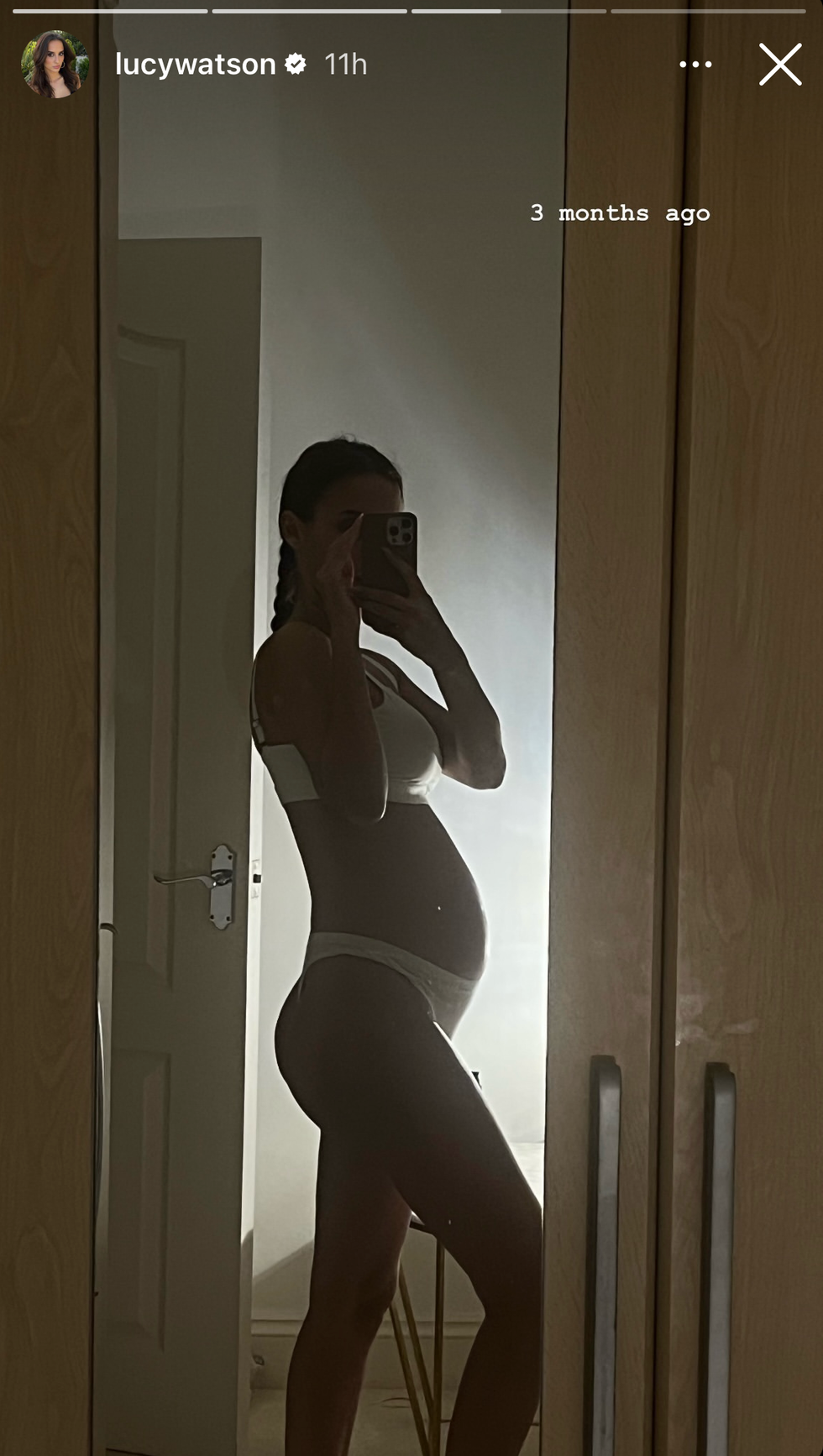 lucy watson takes mirror selfie in her underwear, with her baby bump visible