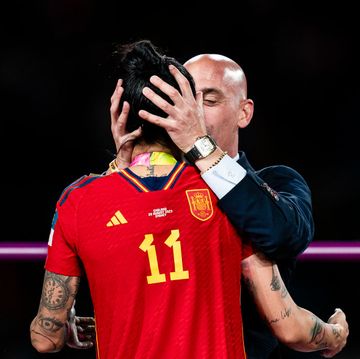 sydney, australia august 20 president of the royal spanish football federation luis rubiales r kisses jennifer hermoso of spain l during the medal ceremony of fifa womens world cup australia new zealand 2023 final match between spain and england at stadium australia on august 20, 2023 in sydney, australia photo by noemi llamaseurasia sport imagesgetty images