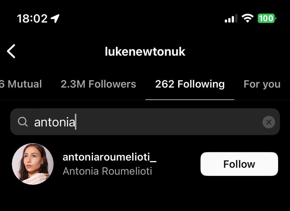 luke and antonia following each other on instagram