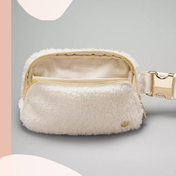 cream fleece belt bag