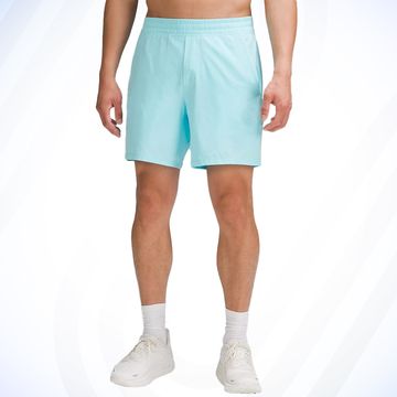 person wearing lululemon pace breaker lined shorts