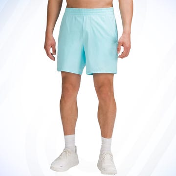 person wearing lululemon pace breaker lined shorts