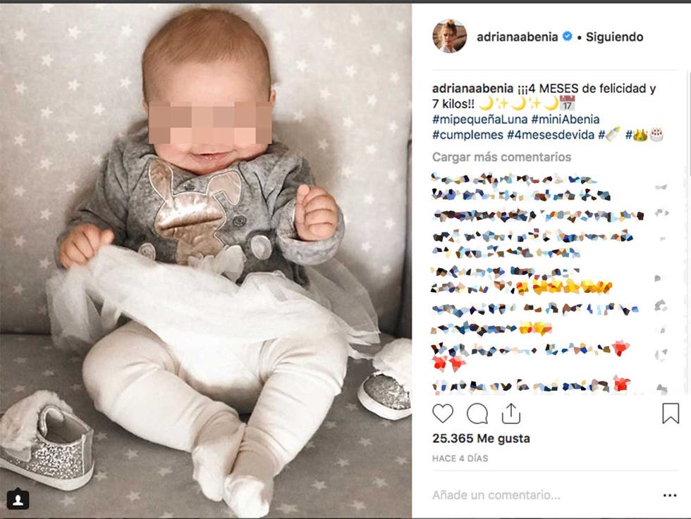 Luna, hija de Adriana Abenia, cumple 4 meses