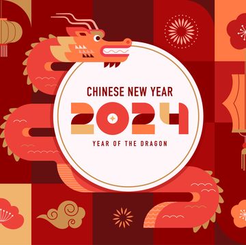 lunar new year background, banner, chinese new year 2024 , year of the dragon geometric modern style