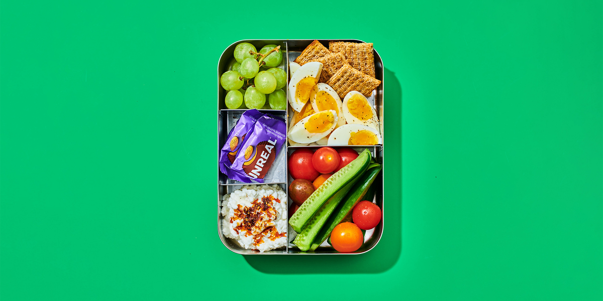 homemade lunchable on a green background