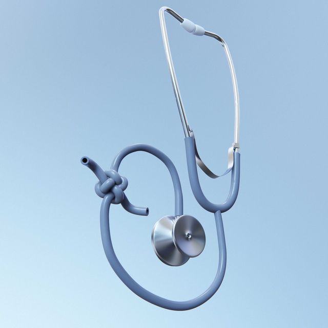 stethoscope in a knot, preventing women from getting proper lung disease diagnosis