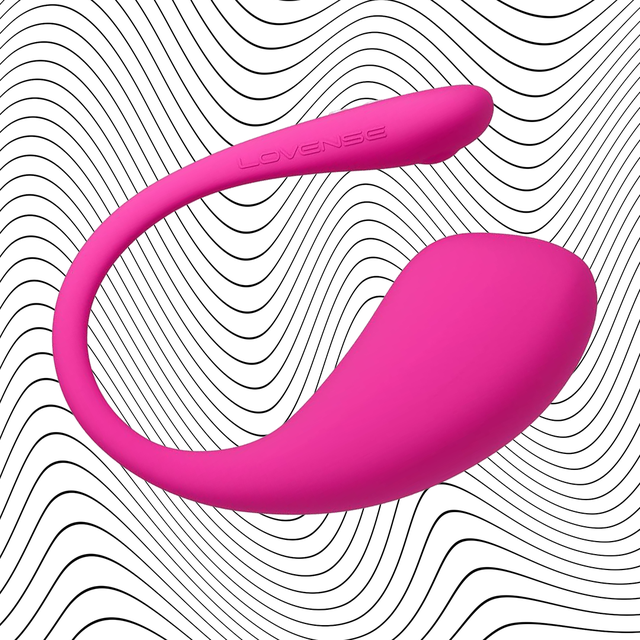 pink bluetooth sex toy on wavy background