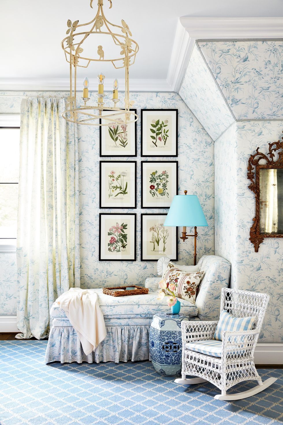 floral blue bedroom