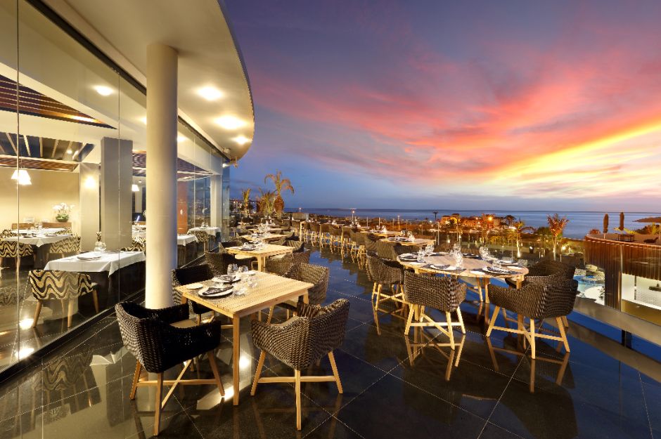 restaurant terrace overlooking the ocean at hard rock hotel