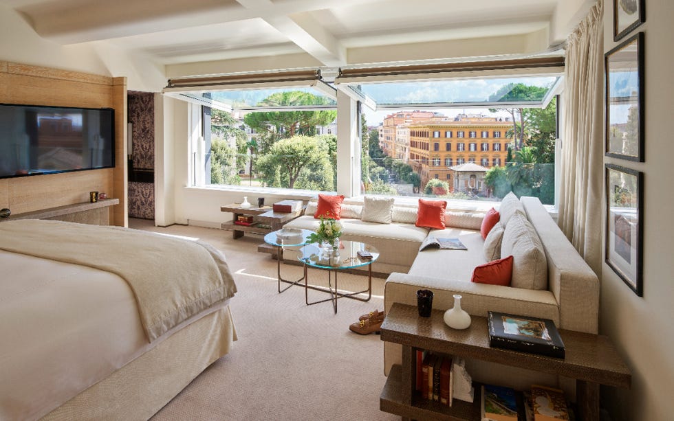 double bed facing window with a view