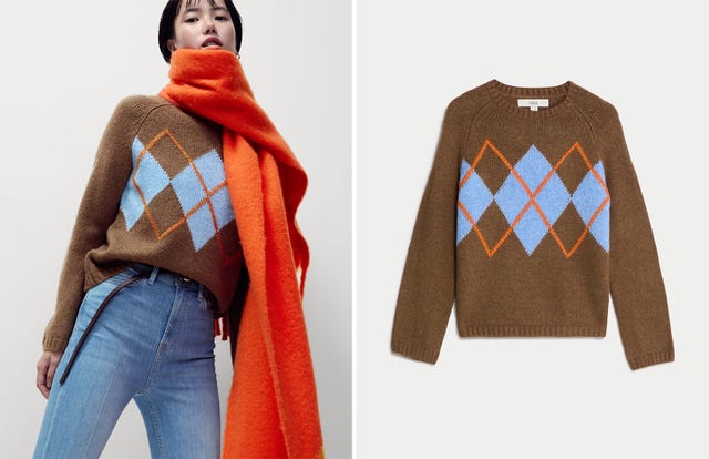 marks and spencer argyle crew neck jumper