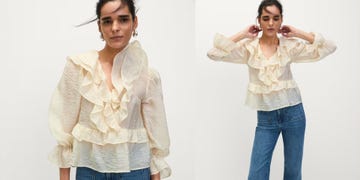 v neck frilled blouse £35 marks and spencer