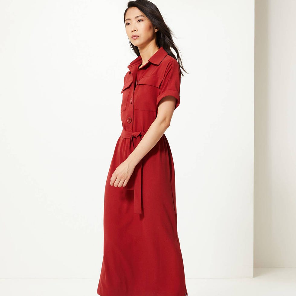 M&S Crepe Tie Front Maxi Shirt Dress