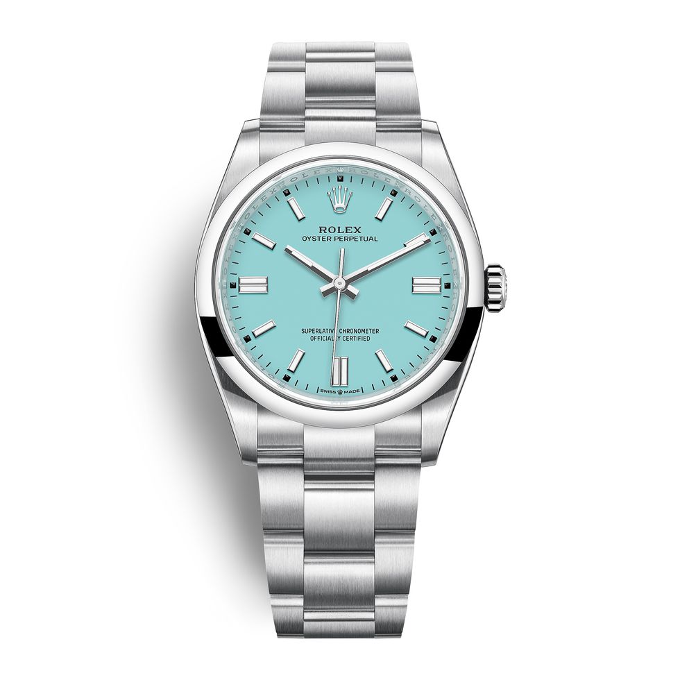 rolex oyster perpetual 36 with a turquoise dial