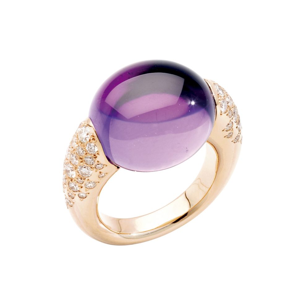a ring with a purple stone