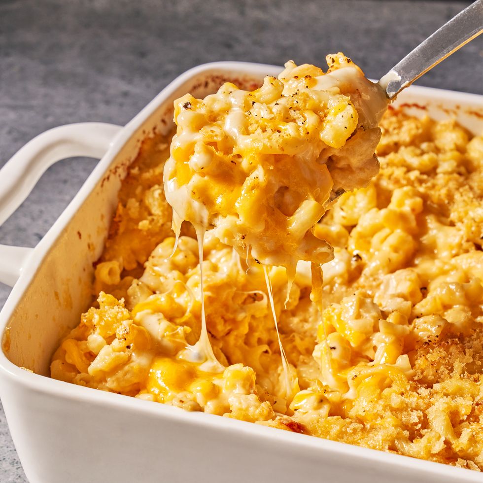 homemade mac and cheese baked with breadcrumbs