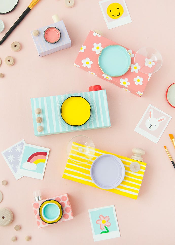 colorful camera valentines day box for treats