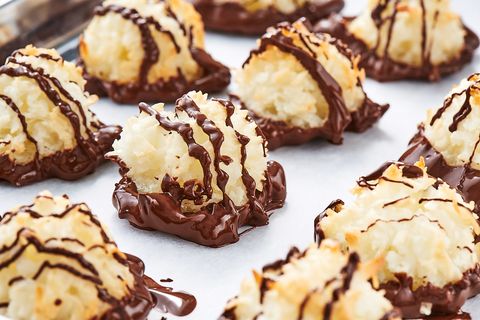 coconut macaroons dipped in chocolate