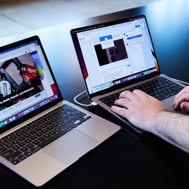 two macbooks being tested