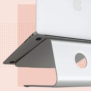 silver macbook stand