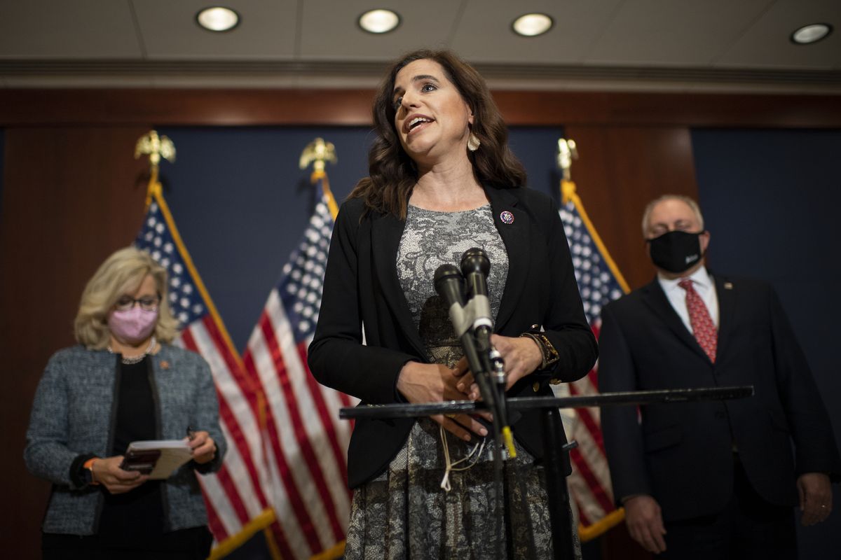 united states   april 20 rep nancy mace, r sc, speaks during a news conference following a house republican caucus meeting in washington on tuesday, april 20, 2021 photo by caroline brehmancq roll call, inc via getty images