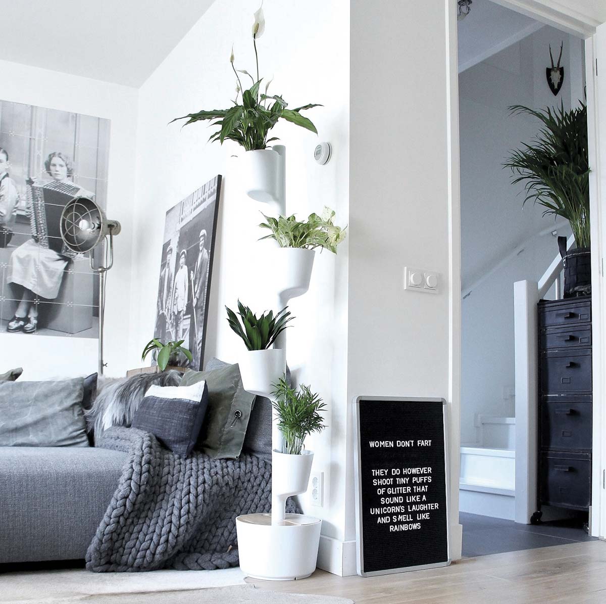 Jardinería: Macetero vertical con plantas purificadoras