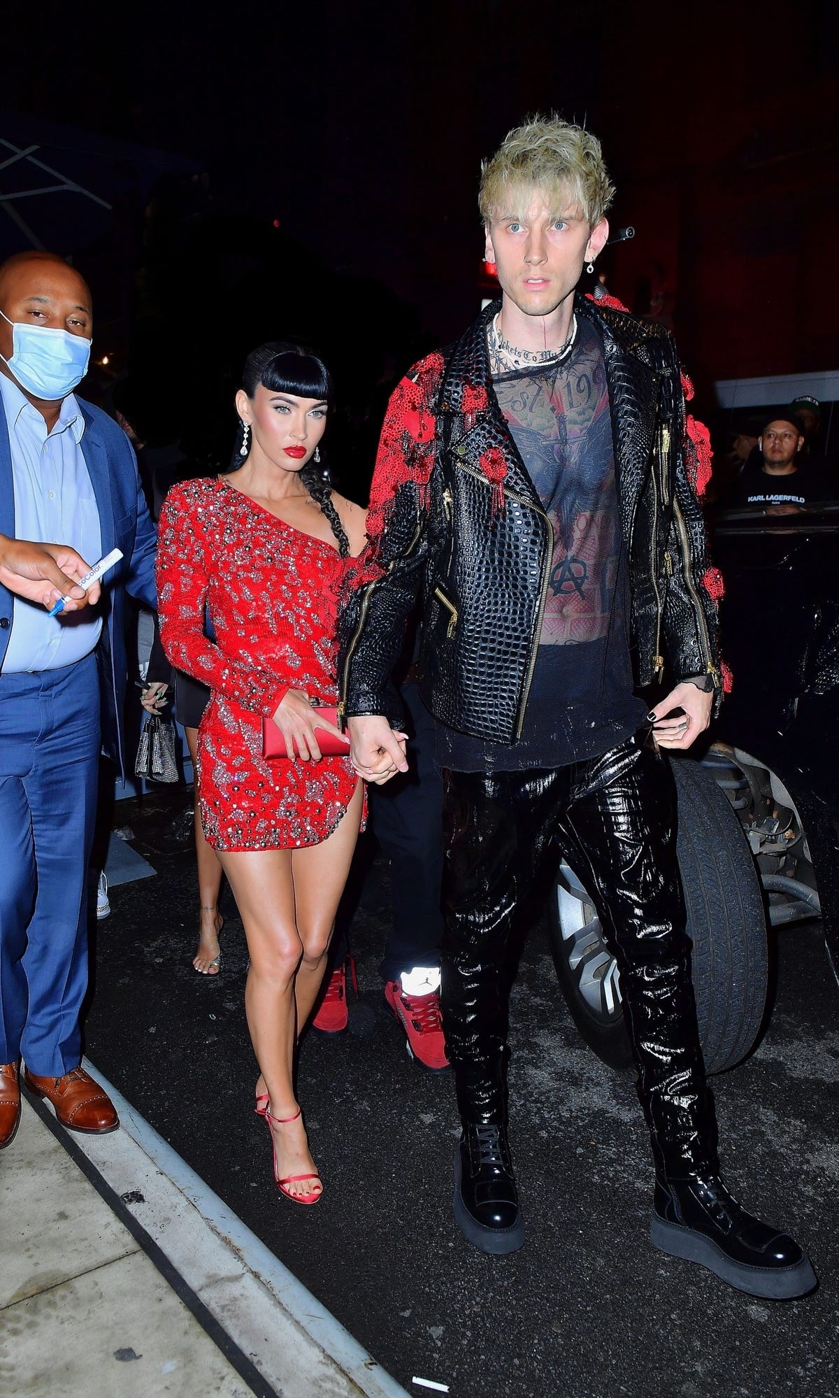 Megan Fox Wears Red Mini Dress With Machine Gun Kelly For 2021 Met Gala 