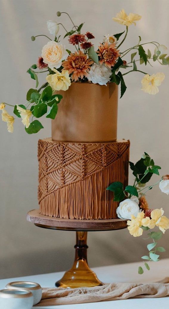 macrame weaving fall wedding cake