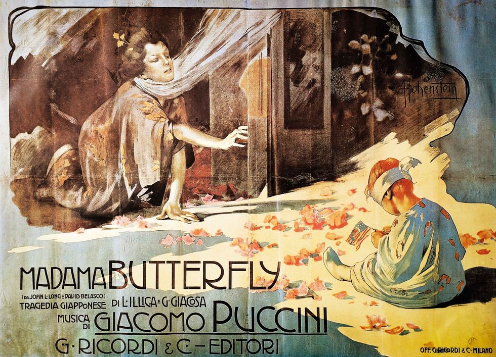 Affiche van Madame Butterfly de beroemde opera van Pucinni die in 1904 in premire ging