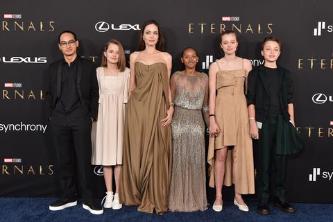 angelina jolie and her kids at the eternals premiere