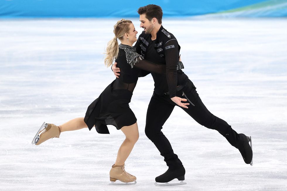 madison hubbell and zachary donohue of usa skate in the ice dance rhythm dance team event during the beijing 2022 winter olympic games