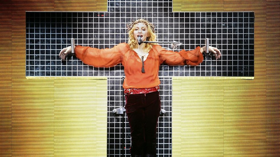 Madonna performs at the first London concert of her "Confessions" world tour at Wembley Arena August 1, 2006 in London, England
