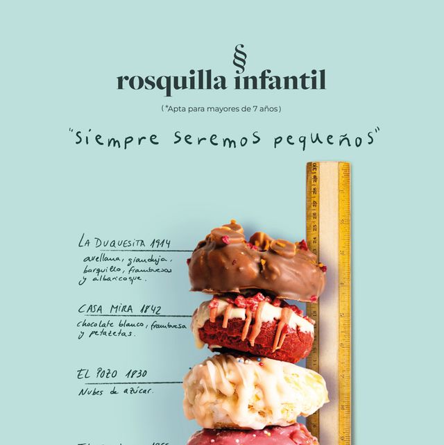 poster publicitando madridulce con cinco rosquillas infantiles de sabores para san isidro 2024