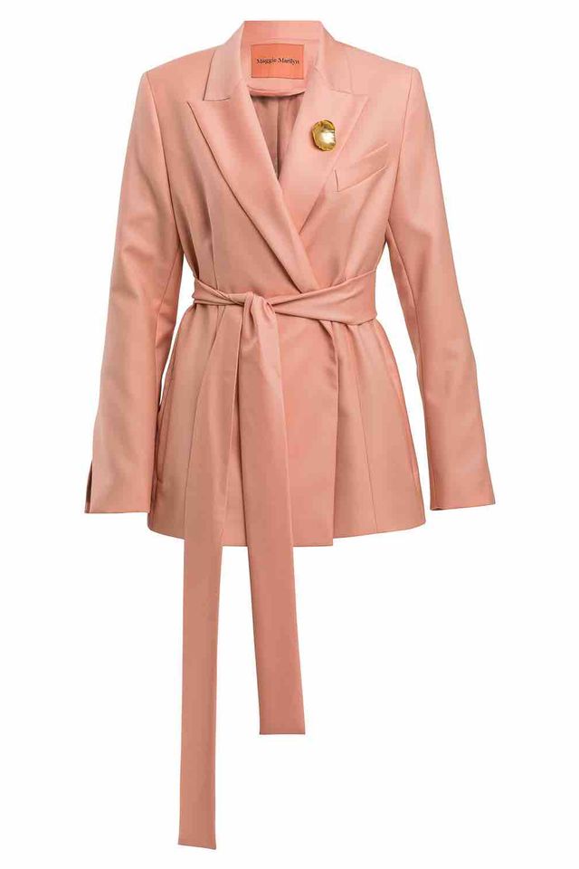 Clothing, Coat, Trench coat, Outerwear, Overcoat, Pink, Robe, Sleeve, Collar, Jacket, 
