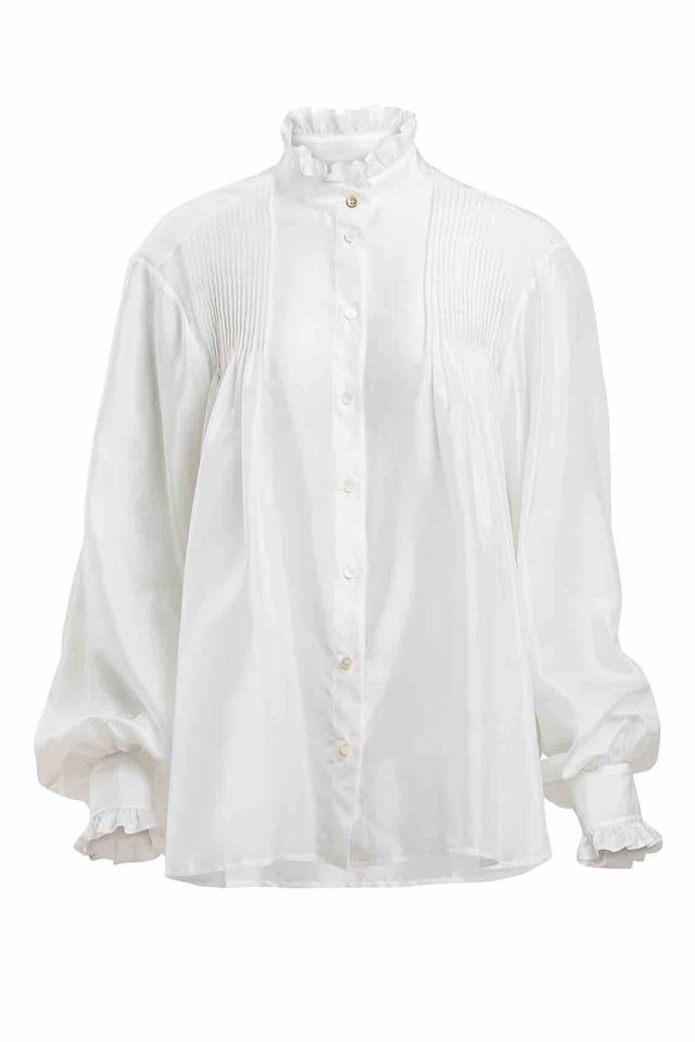 Clothing, White, Sleeve, Shirt, Collar, Blouse, Outerwear, Top, Neck, Button, 