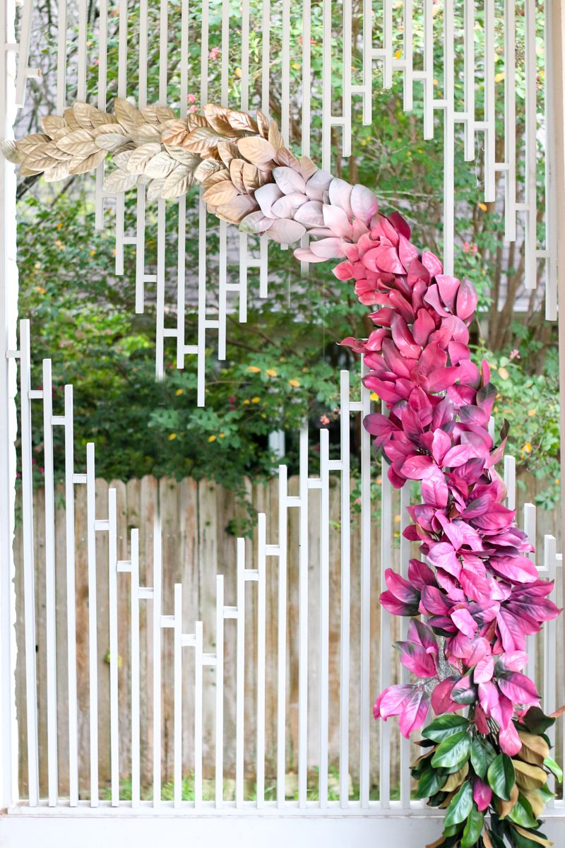 magnolia leaf backdrop arch for wedding