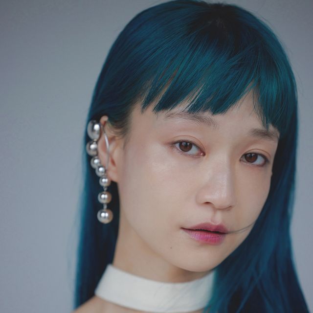 a person with blue hair