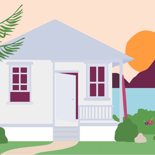 House, Home, Illustration, Green, Property, Cartoon, Pink, Real estate, Building, Clip art, 