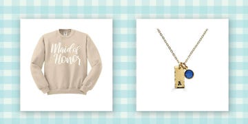 maid of honor sweatshirt and birthstone necklace