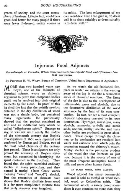 good housekeeping harvey wiley injurious food adjuncts piece 1902