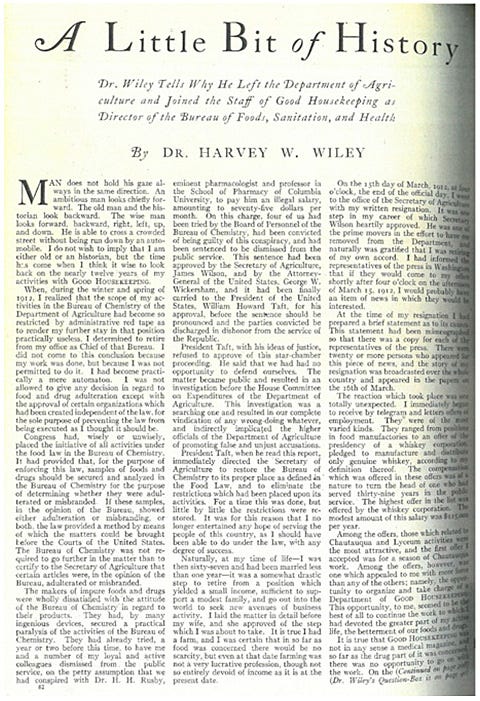 1912 dr harvey wiley a little bit of history  leaving government for gh