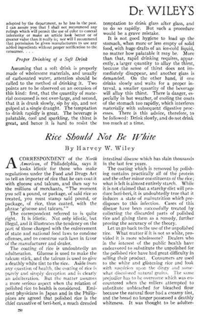 “rice should not be white” 1912